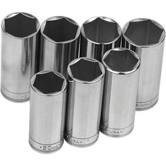 SK - 3/8" Drive Deep Socket Set - 7 to 19mm, Metric Measurement Standard - USA Tool & Supply