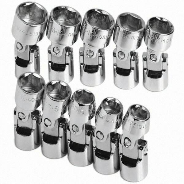 SK - 3/8" Drive Standard Socket Set - 10 to 19mm, Metric Measurement Standard - USA Tool & Supply