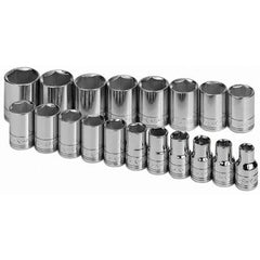 SK - 1/2" Drive Standard Socket Set - 10 to 28mm, Metric Measurement Standard - USA Tool & Supply