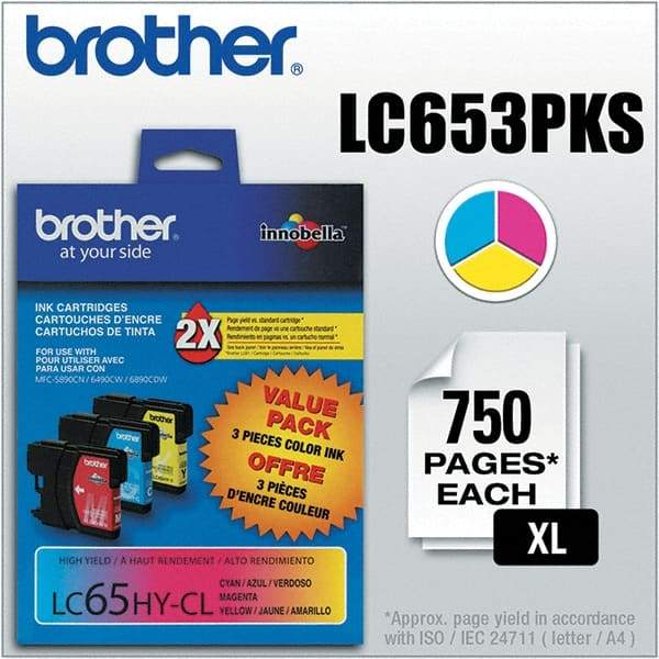 Brother - Cyan, Magenta & Yellow Ink Cartridge - Use with Brother MFC-5890CN, 5895CW, 6490CW, 6890CDW - USA Tool & Supply