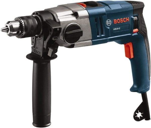 Bosch - 120 Volt 1/2" Keyed Chuck Electric Hammer Drill - 0 to 50,000 BPM, 0 to 1,200 RPM - USA Tool & Supply