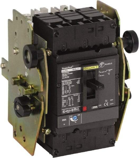 Square D - 250 Amp, 250 VDC, 600 VAC, 3 Pole, Panel Mount Molded Case Circuit Breaker - Thermal Magnetic Trip, Multiple Breaking Capacity Ratings, 3/0 AWG - USA Tool & Supply