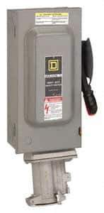 Square D - 60 Amp, 600 VAC, 3 Pole Fused Safety Switch - NEMA 1, 50 hp at 600 VAC (Triple Phase) - USA Tool & Supply