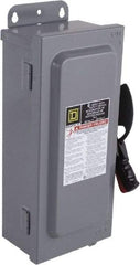 Square D - 100 Amp, 600 VAC/VDC, 4 Pole Fused Safety Switch - NEMA 12 & 3R, 75 hp at 600 VAC, 130 hp at 600 VDC (Triple Phase), 4PST Contact Form - USA Tool & Supply