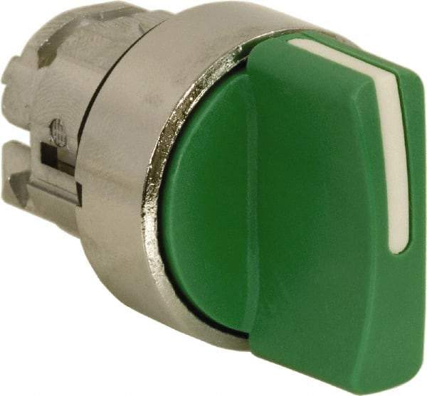 Schneider Electric - 22mm Mount Hole, 3 Position, Handle Operated, Selector Switch Only - Green, Momentary (MO), Nonilluminated, Shock, Vibration and Water Resistant - USA Tool & Supply