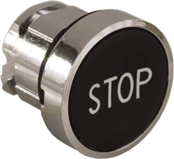 Schneider Electric - 22mm Mount Hole, Flush, Pushbutton Switch Only - Round, Black Pushbutton, Nonilluminated, Momentary (MO) - USA Tool & Supply