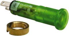 Schneider Electric - 24 V Green Lens LED Pilot Light - Quick Connect Tag Connector, 10mm Wide - USA Tool & Supply