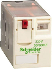 Schneider Electric - 2,500 VA Power Rating, Electromechanical Plug-in General Purpose Relay - 10 Amp at 250/277 VAC & 28/30 VDC, 5 at 250 VAC & 28 VDC, 3CO, 230 VAC at 50/60 Hz - USA Tool & Supply