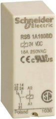 Schneider Electric - 4,000 VA Power Rating, Electromechanical Plug-in General Purpose Relay - 16 Amp at 250 VAC & 28 VDC, 1CO, 24 VDC - USA Tool & Supply