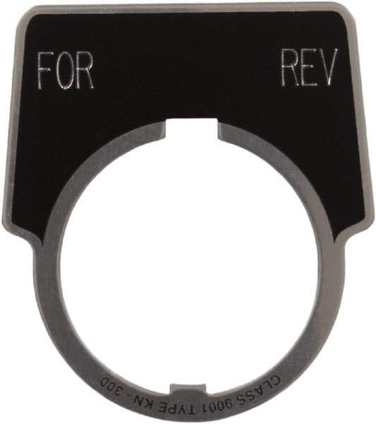 Schneider Electric - Aluminum Legend Plate - Forward-Reverse - Black Background, 30mm Hole Diameter, 1-3/4 Inch Wide - USA Tool & Supply
