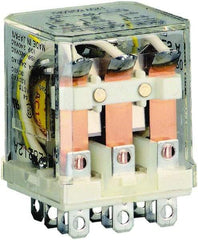 Square D - 1/2 hp at 120 Volt & 3/4 hp at 240 Volt, Electromechanical Plug-in General Purpose Relay - 10 Amp at 250 VAC, 3PDT, 120 VAC at 50/60 Hz - USA Tool & Supply