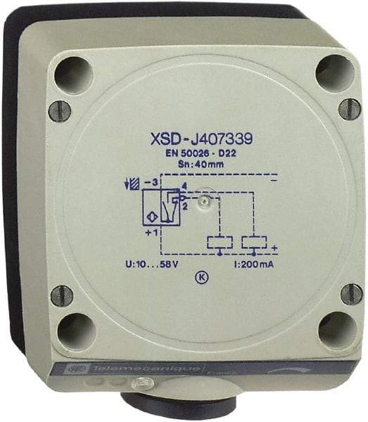 Telemecanique Sensors - PNP, NO/NC, 40mm Detection, Rectangular, Inductive Proximity Sensor - 4 Wires, IP67, 12 to 48 VDC, 80 mm Wide - USA Tool & Supply