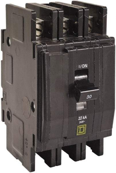 Square D - 20 Amp, 240 VAC, 3 Pole, Panel Mount Miniature Circuit Breaker - 14-2 AWG - USA Tool & Supply