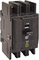 Square D - 40 Amp, 240 VAC, 3 Pole, DIN Rail Mounted, Flush Mount, Surface Mount Miniature Circuit Breaker - Thermal Magnetic Trip, 10 kA at 120/240 VAC Breaking Capacity, 14-2 (Aluminum), 14-2 (Copper) AWG, 74mm Deep x 103mm High x 19mm Wide - USA Tool & Supply