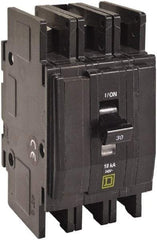 Square D - 30 Amp, 240 VAC, 3 Pole, DIN Rail Mounted, Flush Mount, Surface Mount Miniature Circuit Breaker - Thermal Magnetic Trip, 10 kA at 120/240 VAC Breaking Capacity, 14-2 (Aluminum), 14-2 (Copper) AWG, 74mm Deep x 103mm High x 19mm Wide - USA Tool & Supply