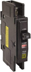 Square D - 15 Amp, 120/240 VAC, 1 Pole, DIN Rail Mounted, Flush Mount, Surface Mount Miniature Circuit Breaker - Thermal Magnetic Trip, 10 kA at 120/240 VAC Breaking Capacity, 14-2 (Aluminum), 14-2 (Copper) AWG, 74mm Deep x 103mm High x 19mm Wide - USA Tool & Supply