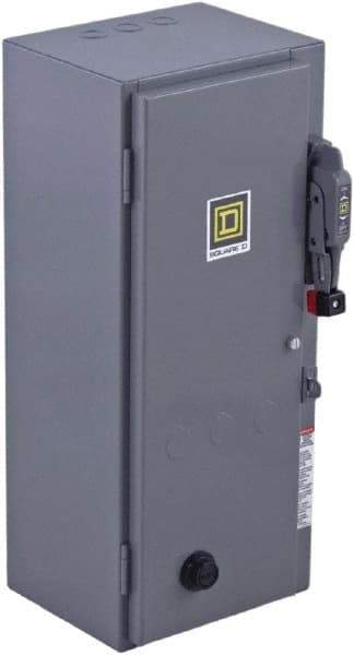 Square D - 3 Pole, 600 VAC, 45 Continuous Amp, 10 hp, 25 hp, 20 - 25 hp and 7-1/2 - 10 hp hp, Enclosed NEMA Combination Starter - NEMA 1 - USA Tool & Supply