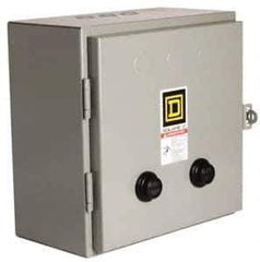 Square D - 110 Coil VAC at 50 Hz, 120 Coil VAC at 60 Hz, 18 Amp, Nonreversible Enclosed Enclosure NEMA Motor Starter - 1 Phase hp: 3 at 200 Volt, 3 at 230 Volt, 5 at 460-575 Volt, 1 Enclosure Rating - USA Tool & Supply