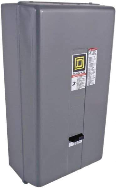 Square D - 220 Coil VAC at 50 Hz, 240 Coil VAC at 60 Hz, 135 Amp, NEMA Size 4, Nonreversible Enclosed Enclosure NEMA Motor Starter - 50 hp at 1 Phase, 1 Enclosure Rating - USA Tool & Supply