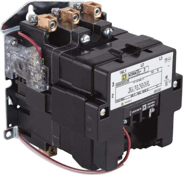 Square D - 2 Pole, 440 Coil VAC at 50 Hz and 480 Coil VAC at 60 Hz, 90 Amp NEMA Contactor - Open Enclosure, 50 Hz at 440 VAC and 60 Hz at 480 VAC - USA Tool & Supply