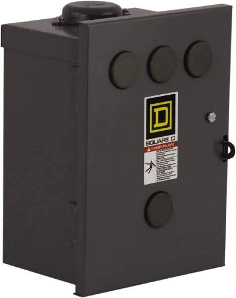 Square D - 3R NEMA Rated, 3 Pole, Electrically Held Lighting Contactor - 100 A (Tungsten), 110 VAC at 50 Hz, 120 VAC at 60 Hz - USA Tool & Supply