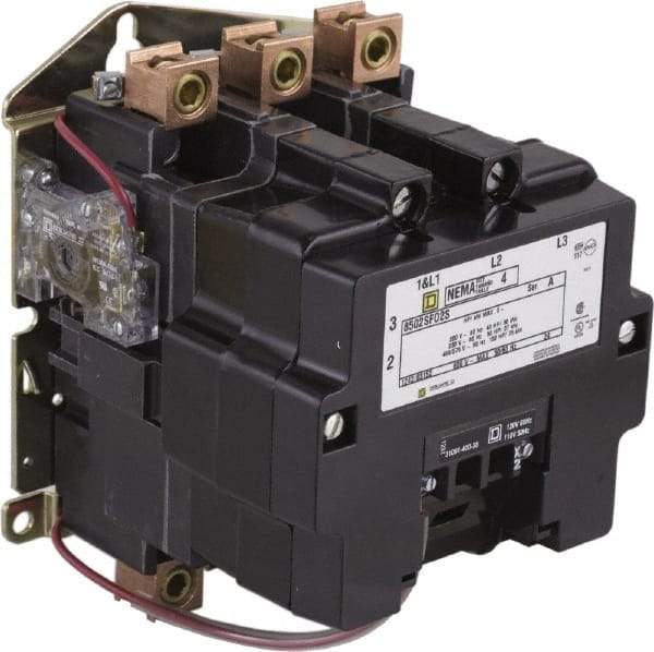 Square D - 3 Pole, 380 Coil VAC at 50 Hz, 135 Amp NEMA Contactor - Open Enclosure, 50 Hz at 380 VAC - USA Tool & Supply