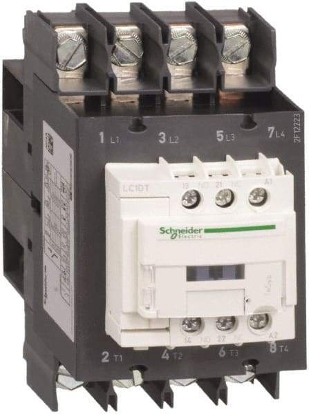 Schneider Electric - 4 Pole, 24 Coil VDC, 80 Amp at 440 VAC, Nonreversible IEC Contactor - Bureau Veritas, CCC, CSA, CSA C22.2 No. 14, DNV, EN/IEC 60947-4-1, EN/IEC 60947-5-1, GL, GOST, LROS, RINA, UL 508, UL Listed - USA Tool & Supply