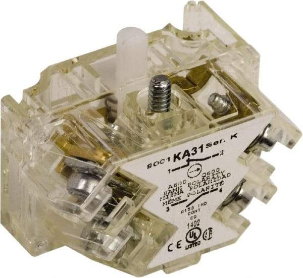 Schneider Electric - NO/NC, 5 Amp, Electrical Switch Contact Block - 300 V, Screw Terminal, 1.18 Inch Hole, 30mm Hole - USA Tool & Supply