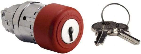 Schneider Electric - 22mm Mount Hole, Extended Mushroom Head, Pushbutton Switch Only - Round, Red Pushbutton, Maintained (MA), Momentary (MO) - USA Tool & Supply