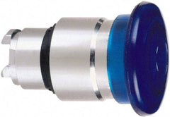 Schneider Electric - 22mm Mount Hole, Extended Mushroom Head, Pushbutton Switch Only - Round, Blue Pushbutton, Nonilluminated, Momentary (MO) - USA Tool & Supply