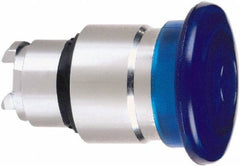 Schneider Electric - 22mm Mount Hole, Extended Mushroom Head, Pushbutton Switch Only - Round, Blue Pushbutton, Nonilluminated, Maintained (MA) - USA Tool & Supply