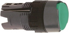 Schneider Electric - 16mm Mount Hole, Flush, Pushbutton Switch Only - Round, Green Pushbutton, Nonilluminated, Momentary (MO), Vibration Resistant - USA Tool & Supply