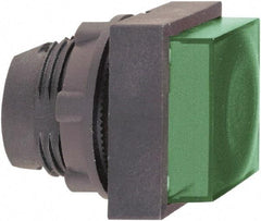 Schneider Electric - 22mm Mount Hole, Extended Straight, Pushbutton Switch Only - Square, Green Pushbutton, Illuminated, Momentary (MO) - USA Tool & Supply