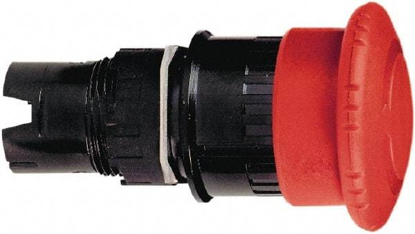 Schneider Electric - 16mm Mount Hole, Extended Mushroom Head, Pushbutton Switch Only - Round, Red Pushbutton, Maintained (MA), Momentary (MO), Vibration Resistant - USA Tool & Supply