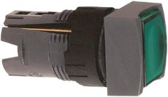 Schneider Electric - 16mm Mount Hole, Flush, Pushbutton Switch Only - Square, Green Pushbutton, Illuminated, Momentary (MO), Vibration Resistant - USA Tool & Supply