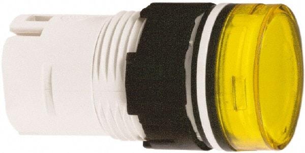 Schneider Electric - Yellow Lens LED Pilot Light - Round Lens, Shock Resistant, Vibration Resistant - USA Tool & Supply