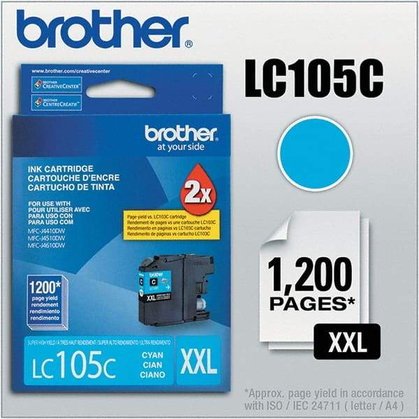 Brother - Cyan Ink Cartridge - Use with Brother MFC-J4310DW, J4410DW, J4510DW, J4610DW, J4710DW, J6520DW, J6720DW, J6920DW - USA Tool & Supply