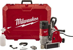 Milwaukee Tool - 1-5/8" Chuck, 5.125" Travel, Portable Electromagnetic Drill Press - 470-730 RPM, 13 Amps, 2.3 hp, 1750 Watts - USA Tool & Supply