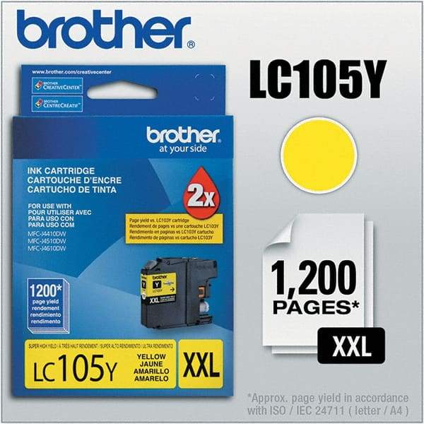 Brother - Yellow Ink Cartridge - Use with Brother MFC-J4310DW, J4410DW, J4510DW, J4610DW, J4710DW, J6520DW, J6720DW, J6920DW - USA Tool & Supply