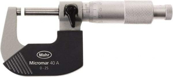 Mahr - 75 to 100mm Range, 0.01mm Graduation, Mechanical Outside Micrometer - Ratchet Stop Thimble - USA Tool & Supply