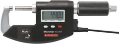 Mahr - 0 to 1" Range, 0.00005" Resolution, Standard Throat IP65 Electronic Outside Micrometer - Ratchet Stop Thimble, Carbide-Tipped Face, CR2032 Battery - USA Tool & Supply