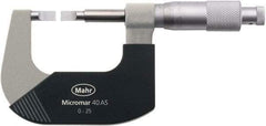 Mahr - 0" to 1" Mechanical Satin Chrome Coated Blade Micrometer - 0.0001" Graduation, 0.031" Blade Thickness, Ratchet Thimble, Rotating Spindle - USA Tool & Supply