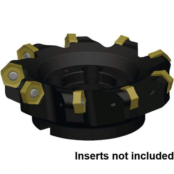 Kennametal - 4 Inserts, 80mm Cut Diam, 27mm Arbor Diam, 8mm Max Depth of Cut, Indexable Square-Shoulder Face Mill - 45° Lead Angle, 50mm High, HNPJ130720ANSNGD Insert Compatibility, Through Coolant, Series Dodeka MAX - USA Tool & Supply