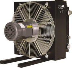 Parker - 1" SAE O-Ring Boss, 1 Fan Mount, Liquid-To-Air Aluminum Brazed Process Equipment Heat Exchanger - Oil Cooler, Ethylene Glycol/Water Mixture Cooler, 15.6" High x 14.4" Wide x 19.8" Deep, 510 BTU/Hr, 250°F Max - USA Tool & Supply