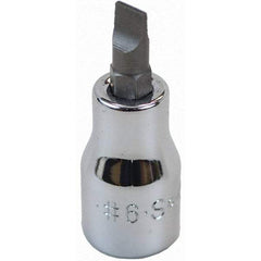 SK - Screwdriver & Drag Link Sockets - 3/8"DR #6 CHRM SLOTTED SCRDRVR SCKT BIT - USA Tool & Supply