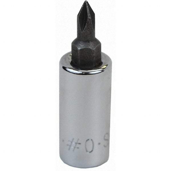 SK - Screwdriver & Drag Link Sockets - 3/8"DR #0 CHRM PHILLIPS SCRDRVR SCKT BIT - USA Tool & Supply