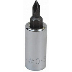 SK - Screwdriver & Drag Link Sockets - 3/8"DR #0 CHRM PHILLIPS SCRDRVR SCKT BIT - USA Tool & Supply