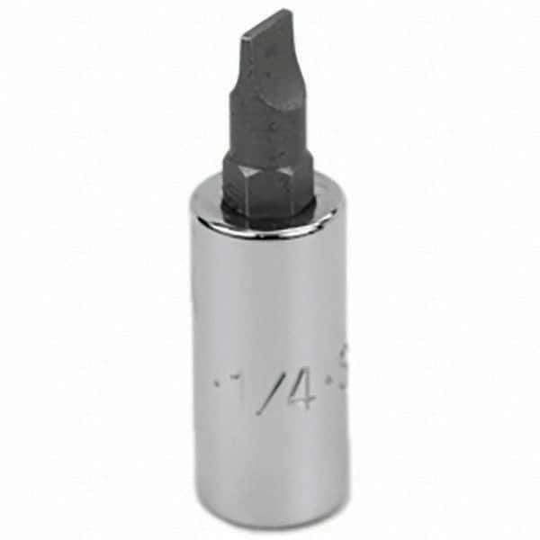 SK - Screwdriver & Drag Link Sockets - 3/8"DR 1/4" CHRM SLOTTED SCRDRVR SCKT BIT - USA Tool & Supply