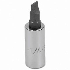 SK - Screwdriver & Drag Link Sockets - 3/8"DR 1/4" CHRM SLOTTED SCRDRVR SCKT BIT - USA Tool & Supply