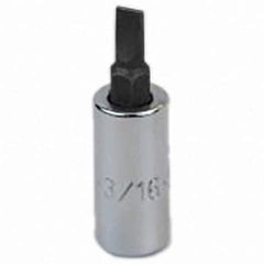 SK - Screwdriver & Drag Link Sockets - 3/8"DR 3/16" CHRM SLOTTED SCRDRVR SCKT BIT - USA Tool & Supply